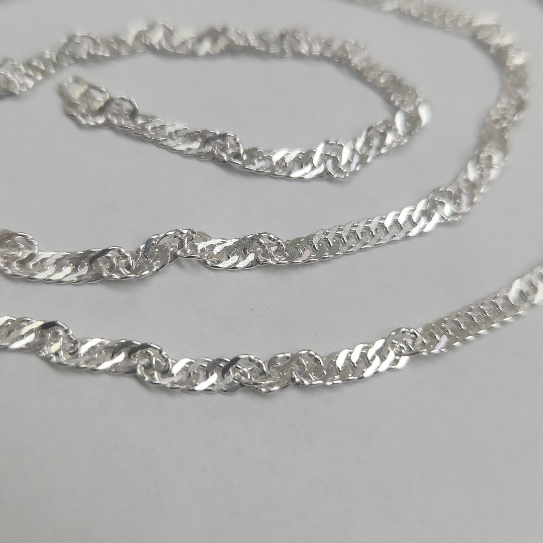 CADENA TEJIDO MEDIO TORZAL PLATA .925 55 CM 6.4 GR (NUEVO)