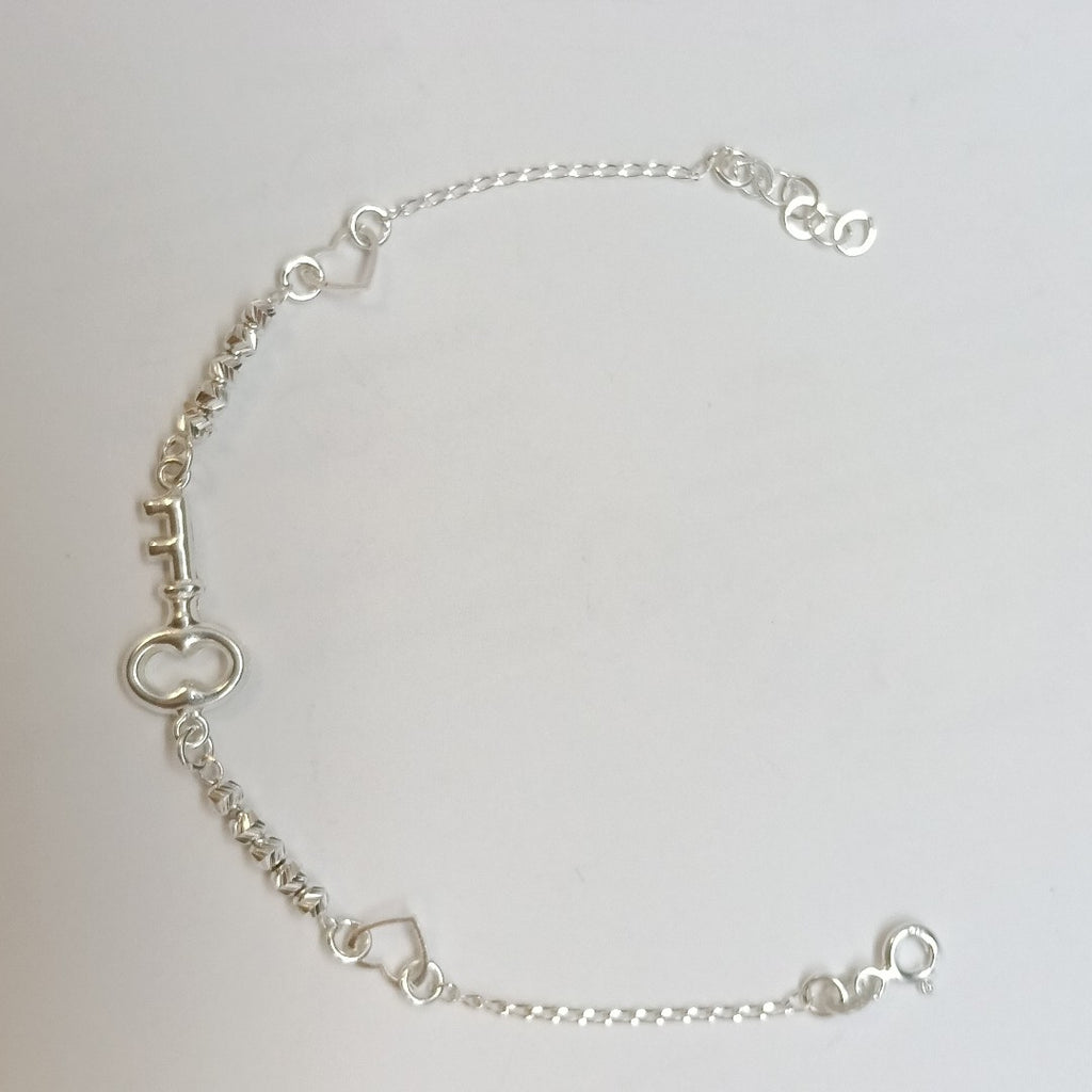 PULSERA TEJIDO LLAVE PLATA .925 18 CM 2.3 GR (NUEVO)
