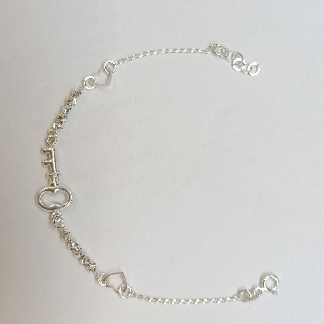 PULSERA TEJIDO LLAVE PLATA .925 18 CM 2.3 GR (NUEVO)