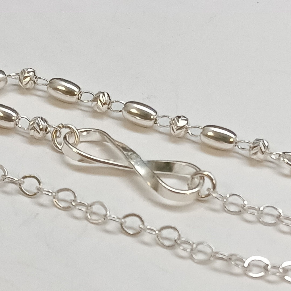 PULSERA TEJIDO INFINITO PLATA .925 18 CM 2.4 GR (NUEVO)