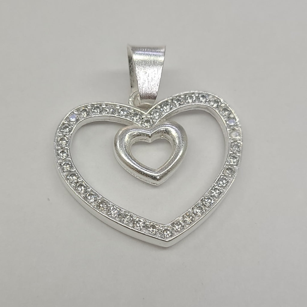 DIJE CORAZON C/CIRCONIAS PLATA .925 2.7 GR (NUEVO)