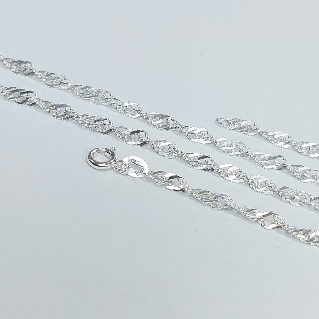 CADENA TEJIDO MEDIO TORZAL PLATA .925 55 CM 6.4 GR (NUEVO)
