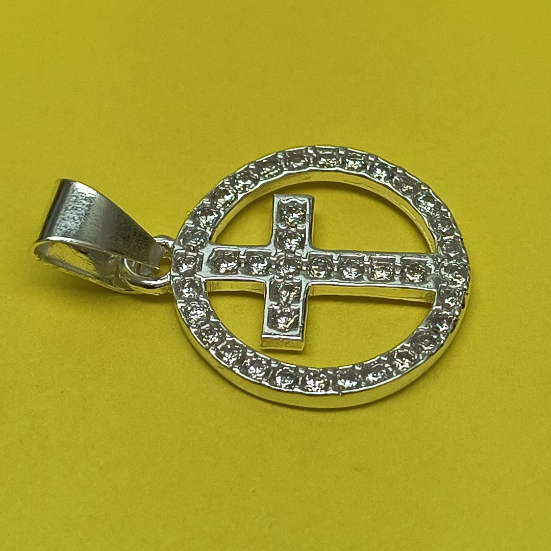 DIJE CRUZ C/CIRCONIAS PLATA .925 2.4 GR (NUEVO)