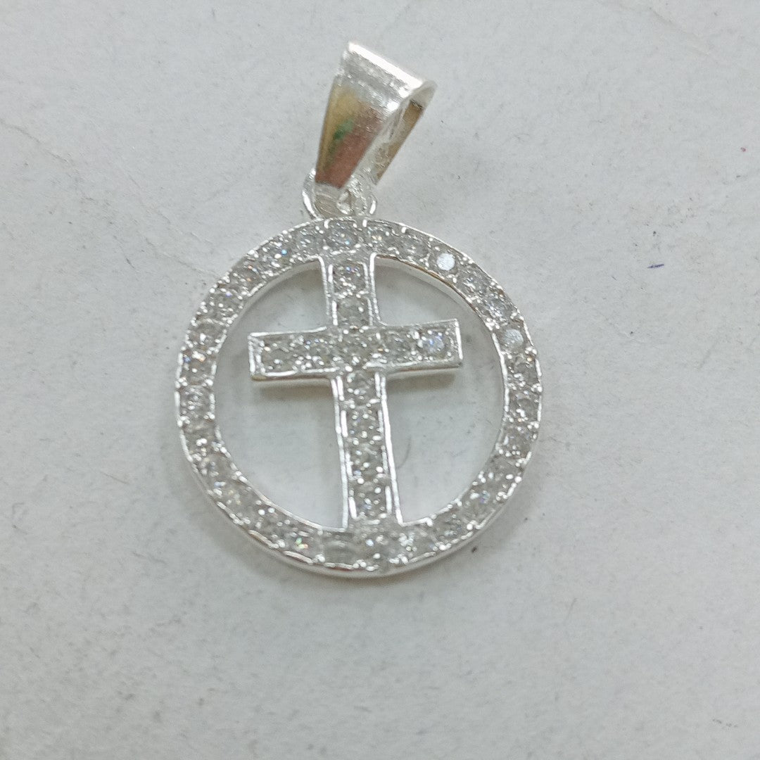 DIJE CRUZ C/CIRCONIAS PLATA .925 2.4 GR (NUEVO)