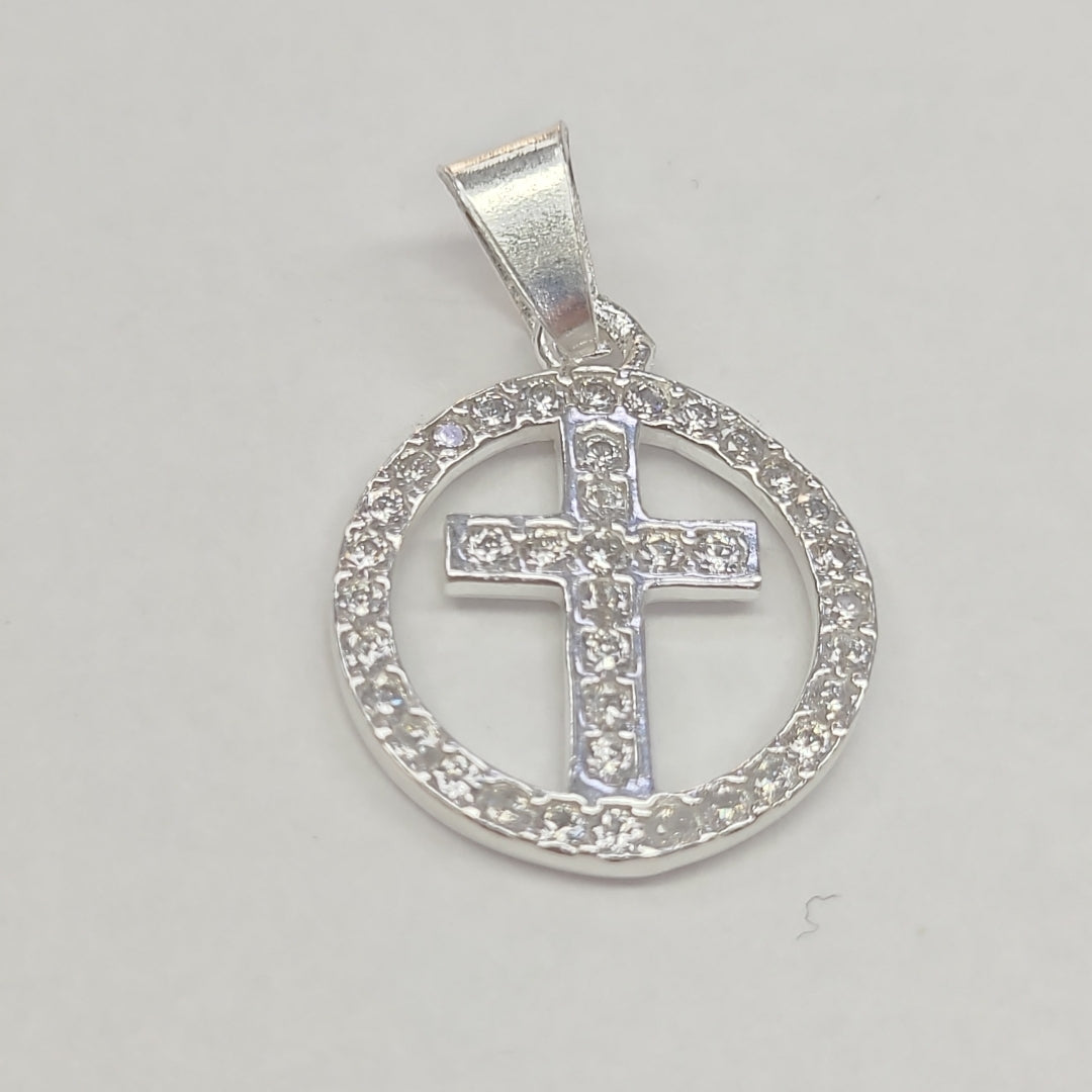 DIJE CRUZ C/CIRCONIAS PLATA .925 2.5 GR (NUEVO)