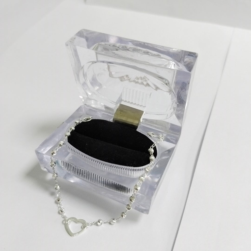 PULSERA TEJIDO CORAZON PLATA .925 18 CM 2 GR (NUEVO)