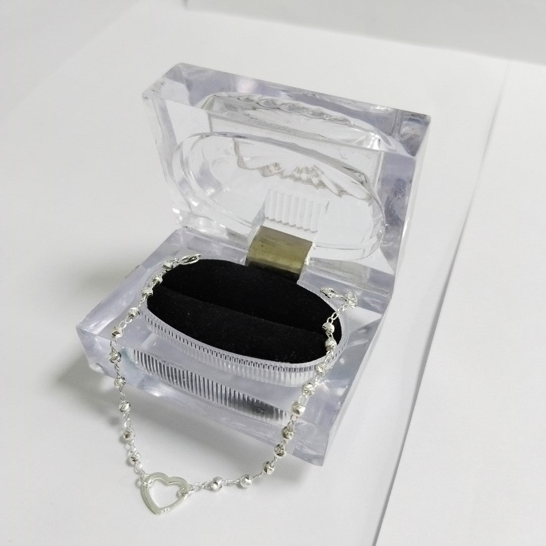 PULSERA TEJIDO CORAZON PLATA .925 18 CM 2 GR (NUEVO)