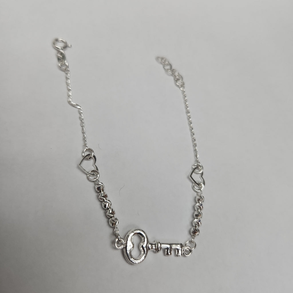 PULSERA TEJIDO LLAVE PLATA .925 18 CM 2.4 GR (NUEVO)