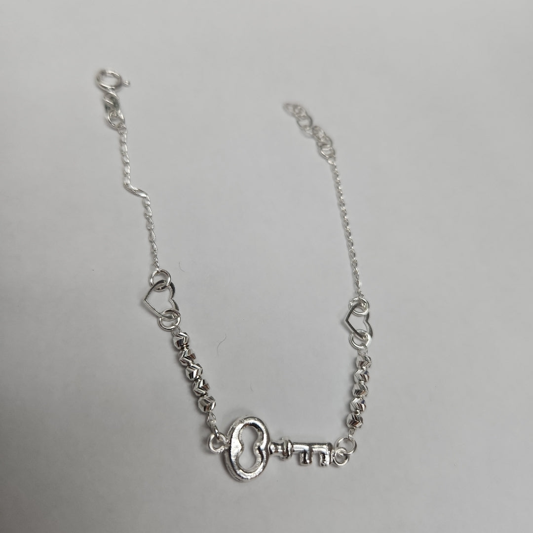 PULSERA TEJIDO LLAVE PLATA .925 18 CM 2.4 GR (NUEVO)