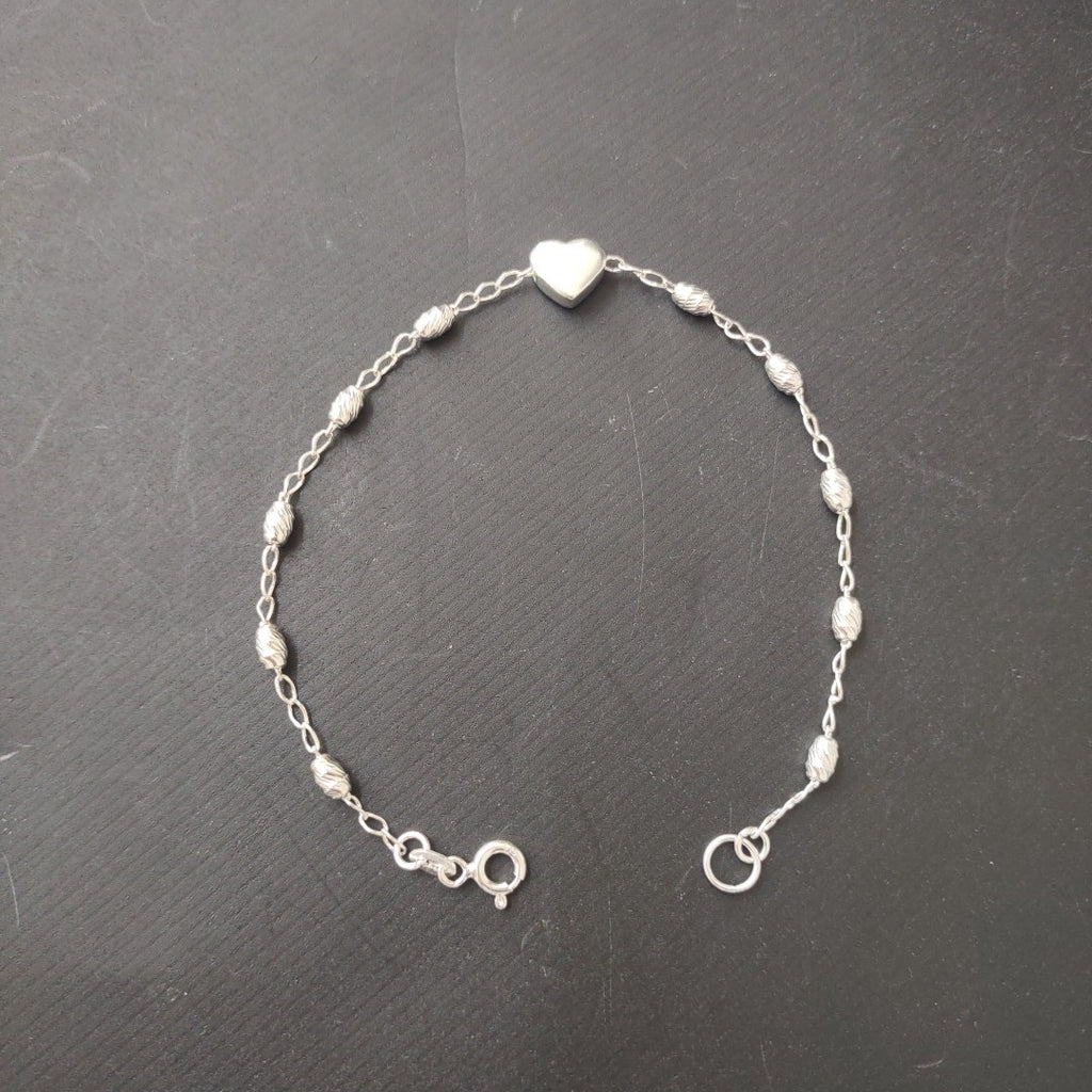 PULSERA TEJIDO CORAZON PLATA .925 18 CM 3.3 GR (NUEVO)
