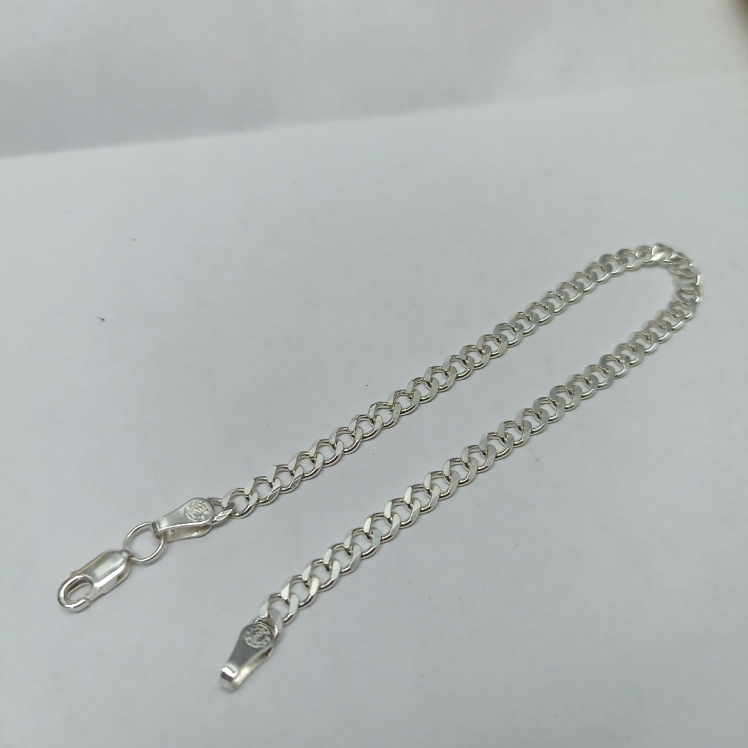 PULSERA TEJIDO BARBADA PLATA .925 21 CM 4.5 GR (NUEVO)