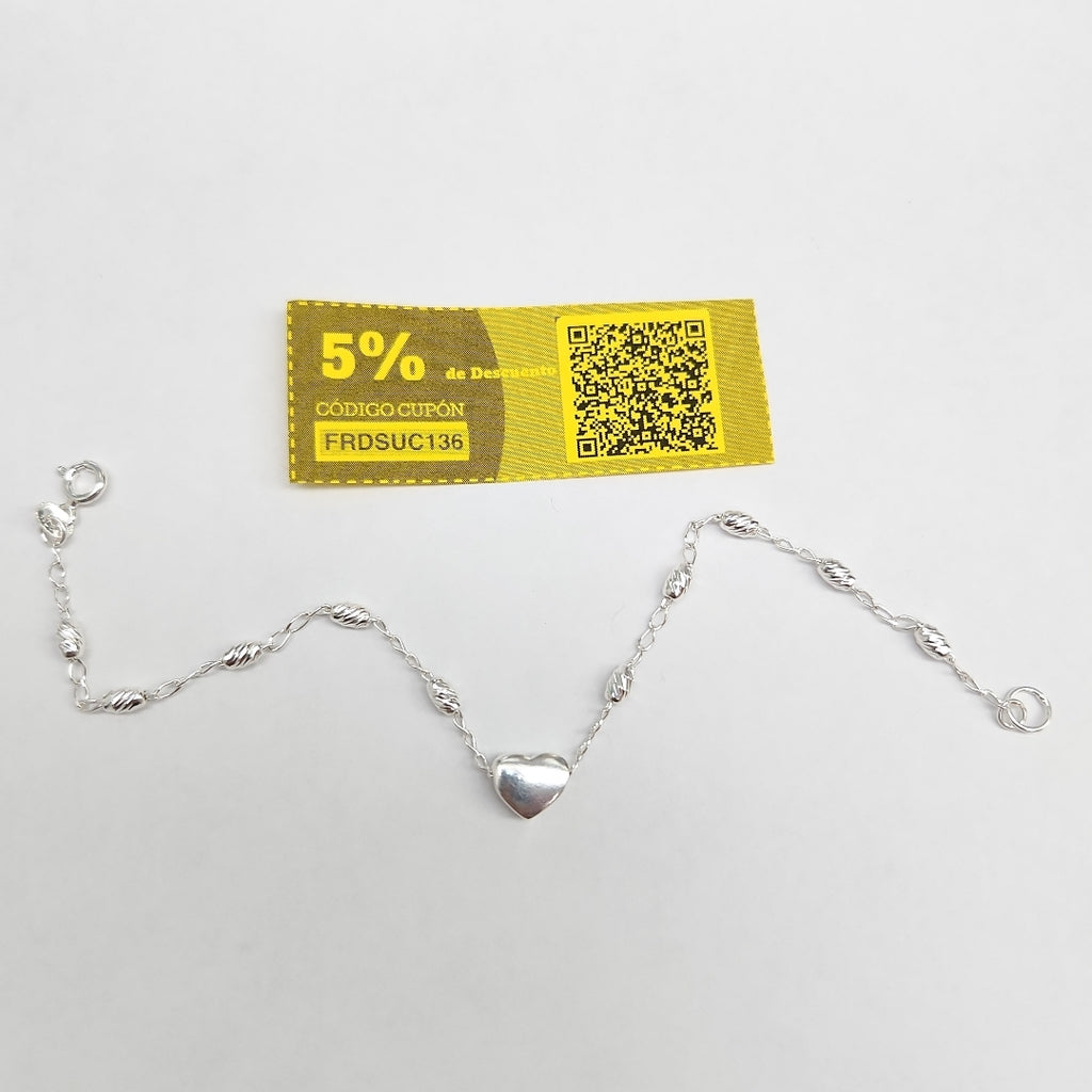 PULSERA TEJIDO CORAZON PLATA .925 18 CM 3.3 GR (NUEVO)