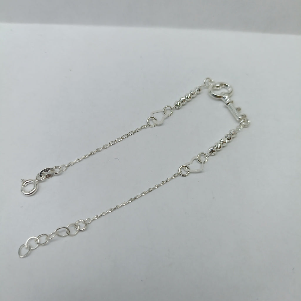 PULSERA TEJIDO LLAVE PLATA .925 18 CM 2.4 GR (NUEVO)