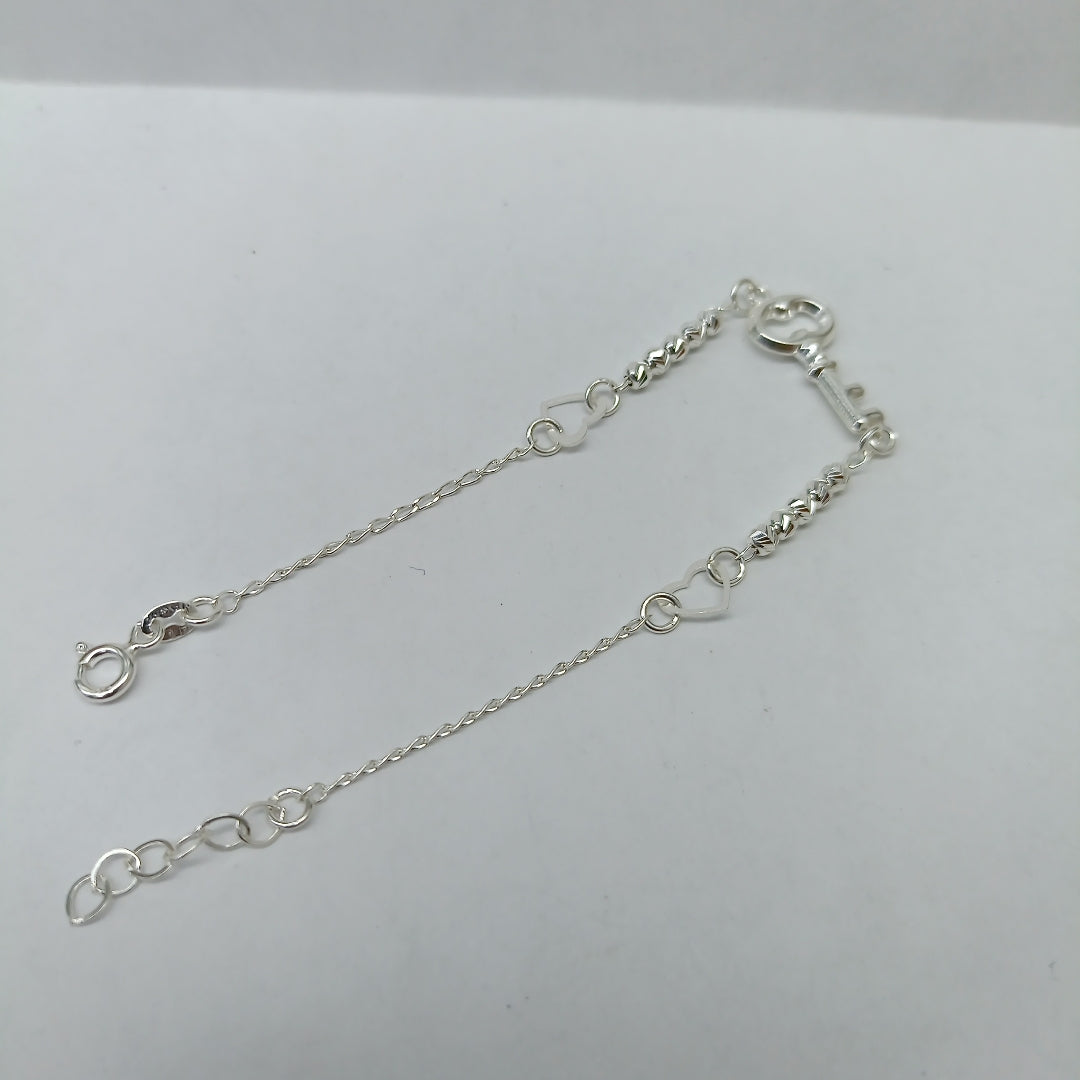 PULSERA TEJIDO LLAVE PLATA .925 18 CM 2.4 GR (NUEVO)