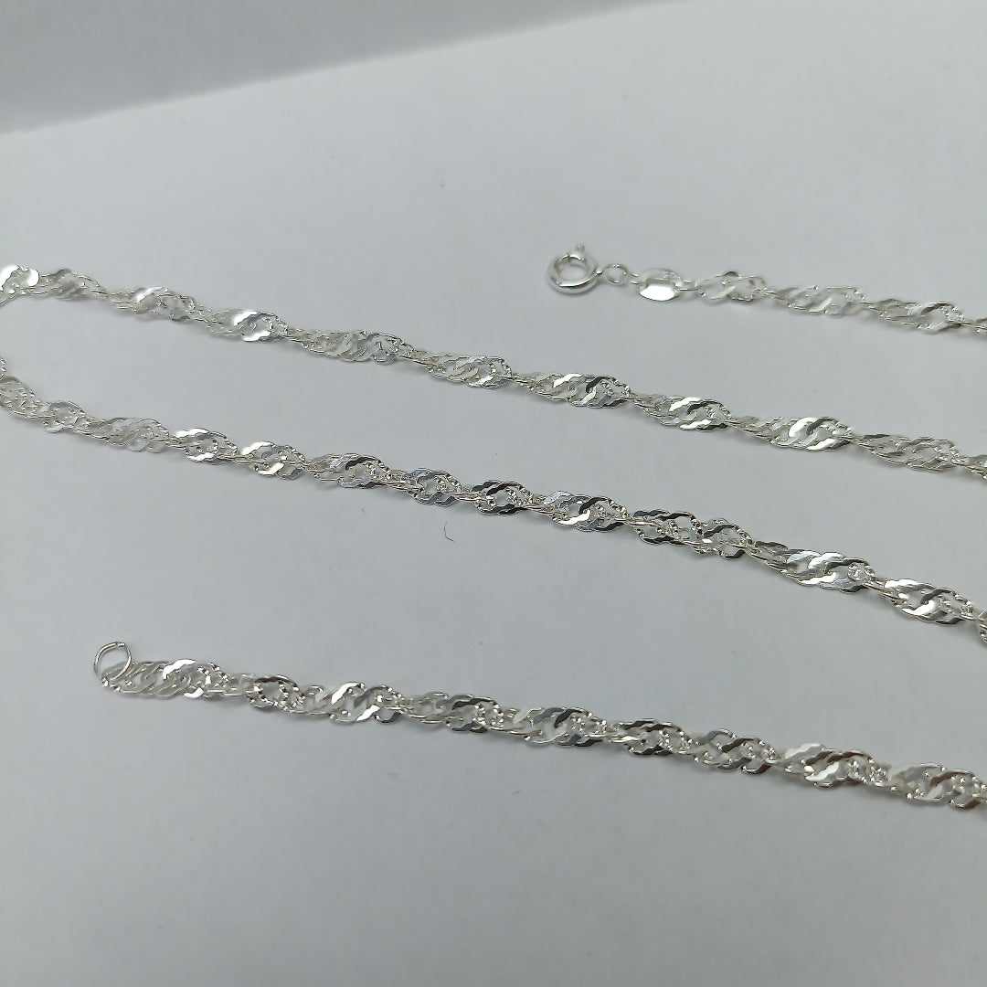 CADENA TEJIDO MEDIO TORZAL PLATA .925 55 CM 5.6 GR (NUEVO)