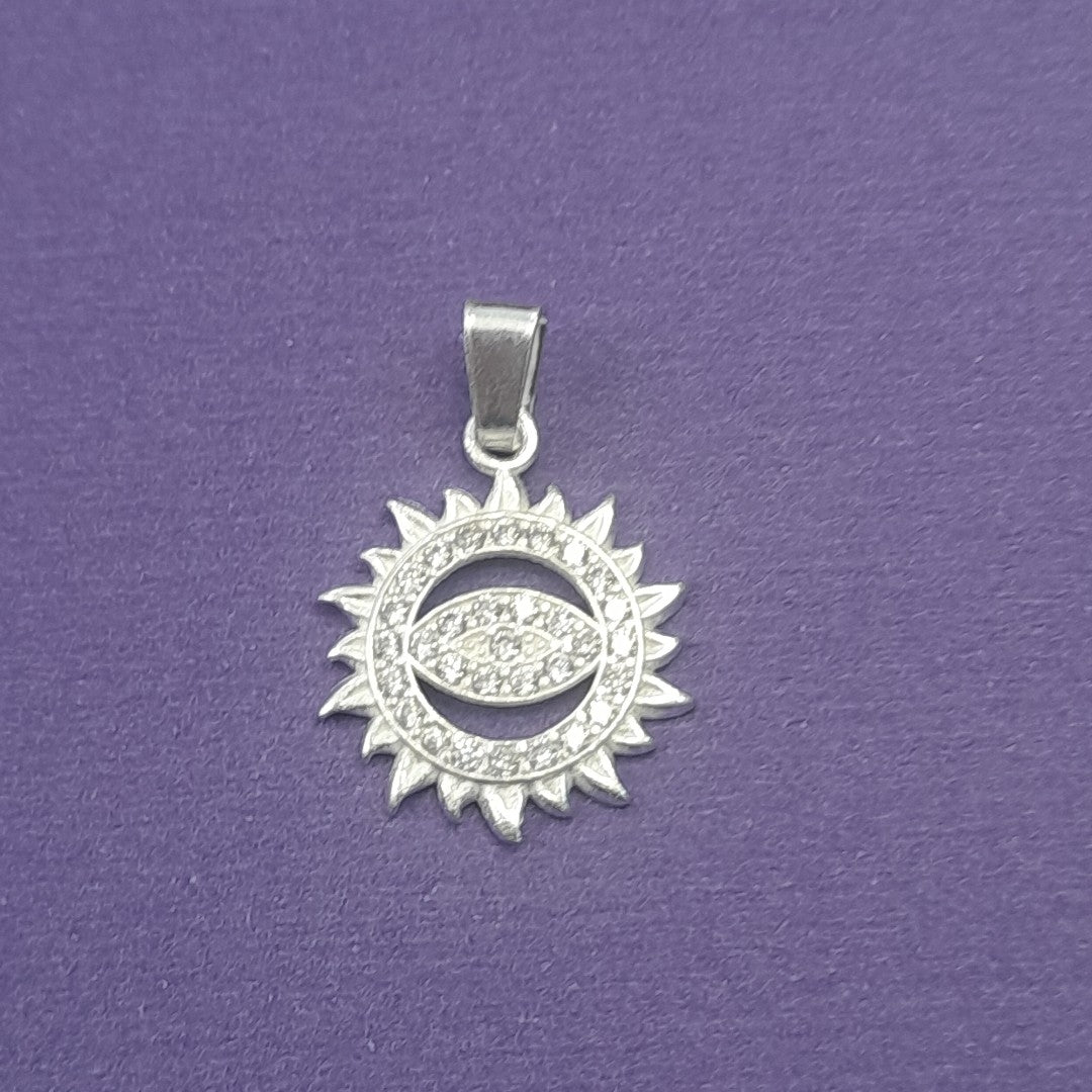 DIJE OJO MAGICO CON CIRCONIAS PLATA .925 2 GR (NUEVO)