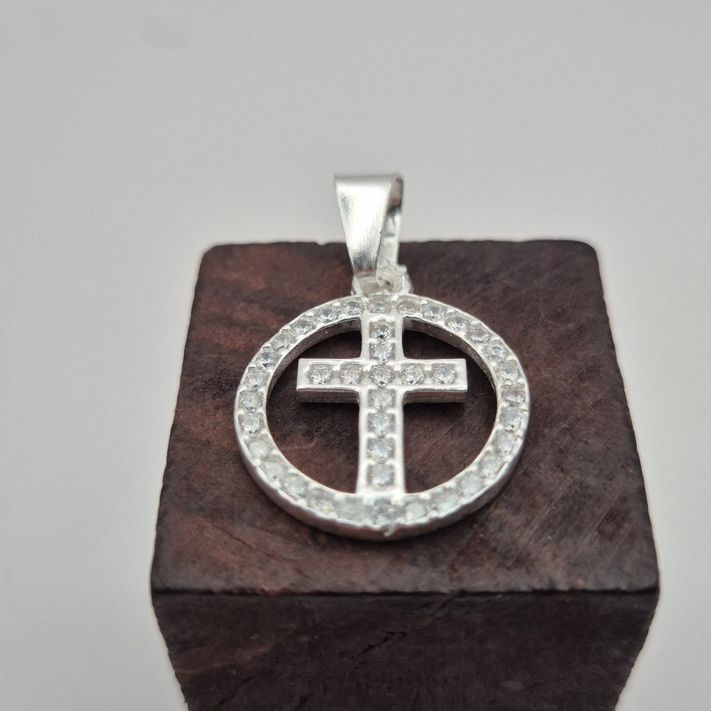 DIJE CRUZ C/CIRCONIAS PLATA .925 2.4 GR (NUEVO)