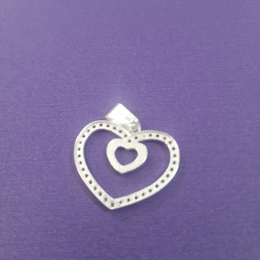 DIJE CORAZON C/CIRCONIAS PLATA .925 2.7 GR (NUEVO)