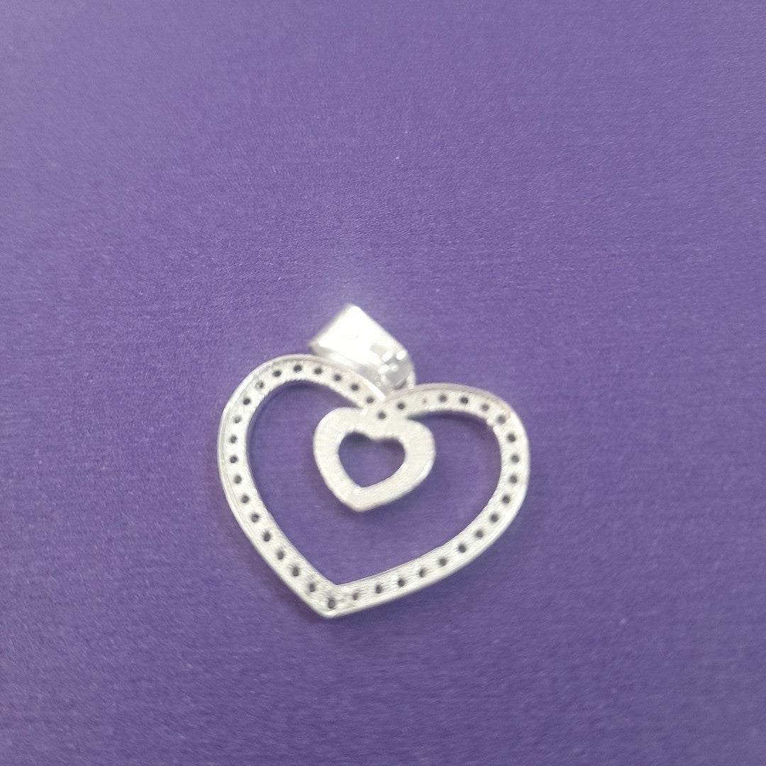 DIJE CORAZON C/CIRCONIAS PLATA .925 2.7 GR (NUEVO)