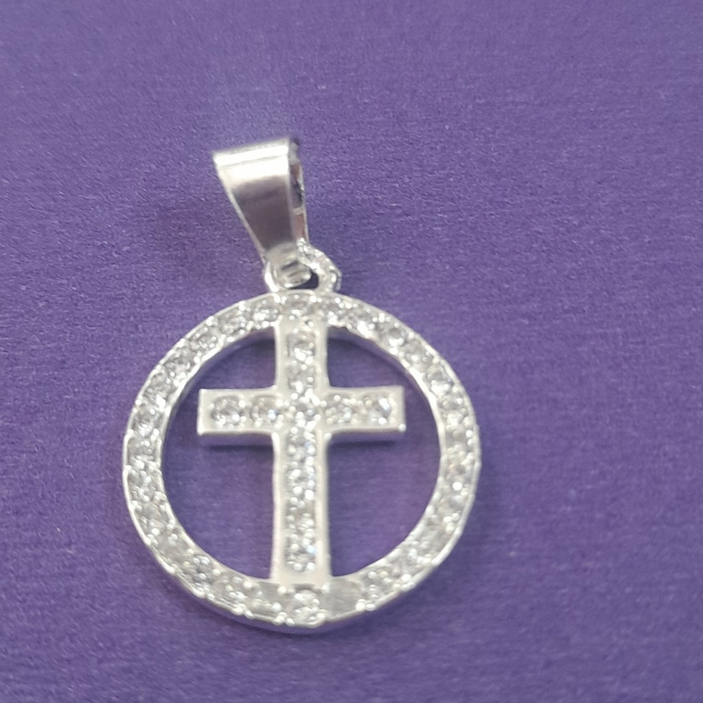 DIJE CRUZ C/CIRCONIAS PLATA .925 2.4 GR (NUEVO)