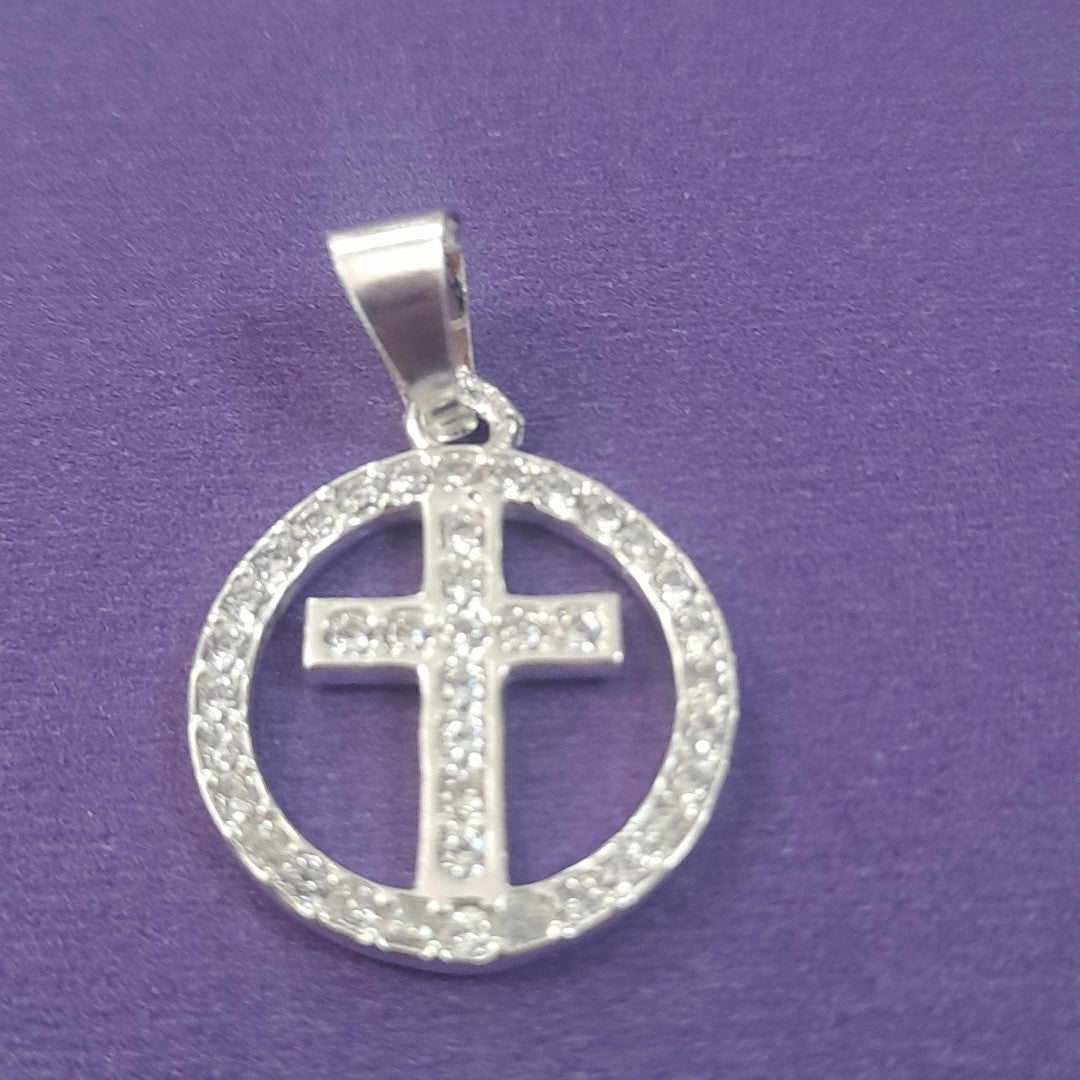 DIJE CRUZ C/CIRCONIAS PLATA .925 2.4 GR (NUEVO)