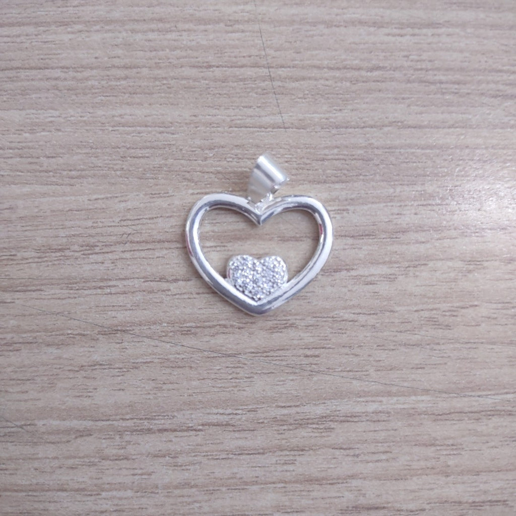 DIJE CORAZON C/CIRCONIAS PLATA .925 2.5 GR (NUEVO)