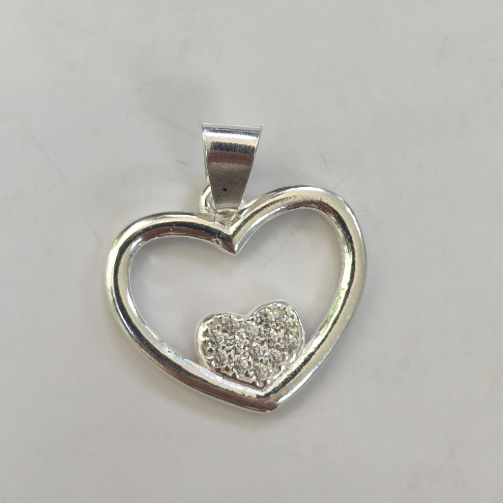 DIJE CORAZON C/CIRCONIAS PLATA .925 2.5 GR (NUEVO)