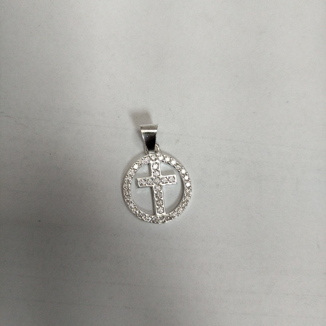 DIJE CRUZ C/CIRCONIAS PLATA .925 2.5 GR (NUEVO)