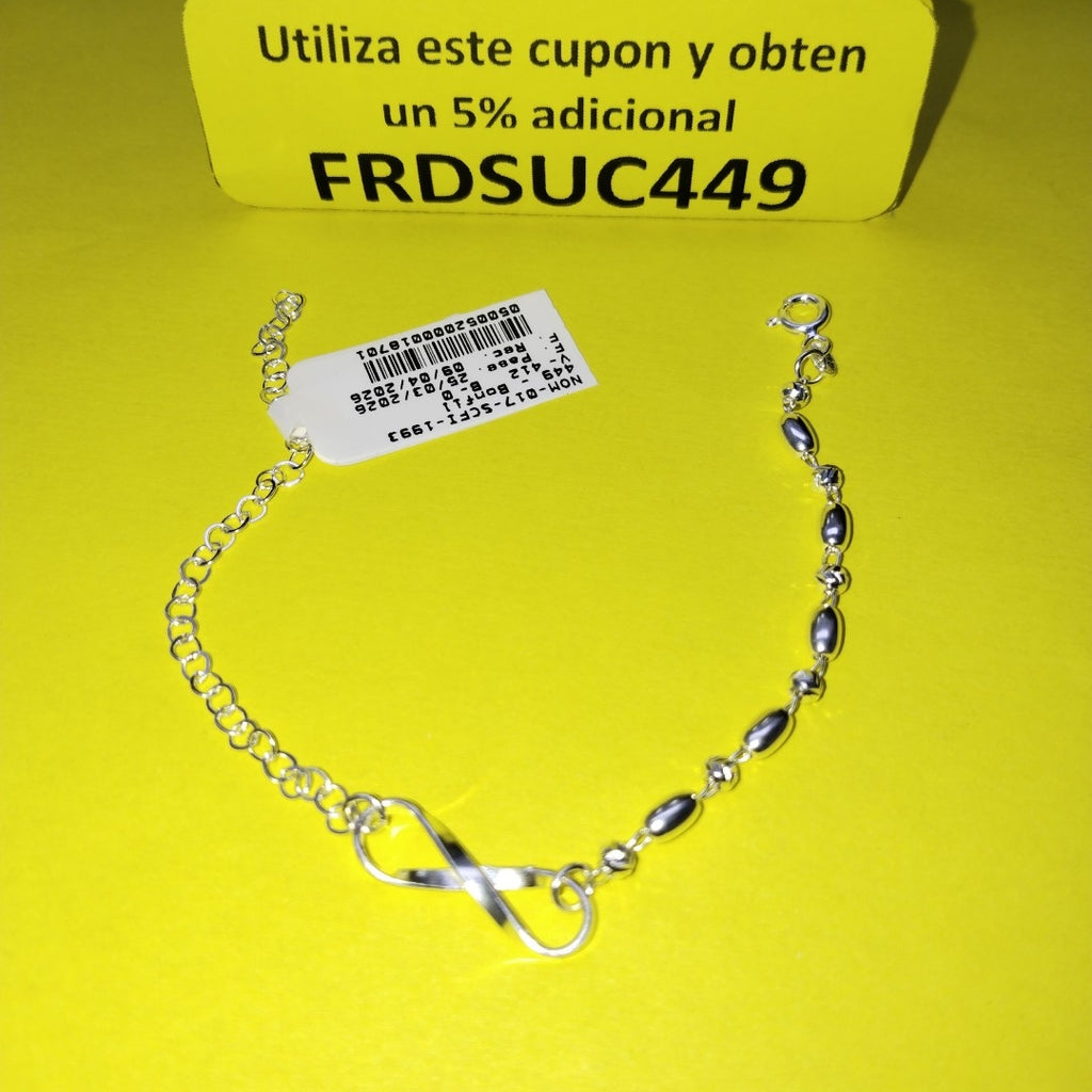PULSERA TEJIDO INFINITO PLATA .925 18 CM 2.4 GR (NUEVO)