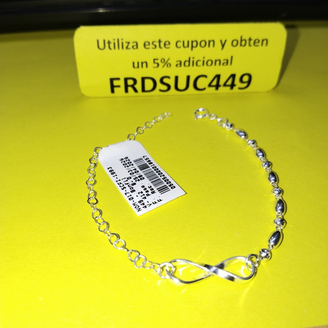 PULSERA TEJIDO INFINITO PLATA .925 18 CM 2.3 GR (NUEVO)