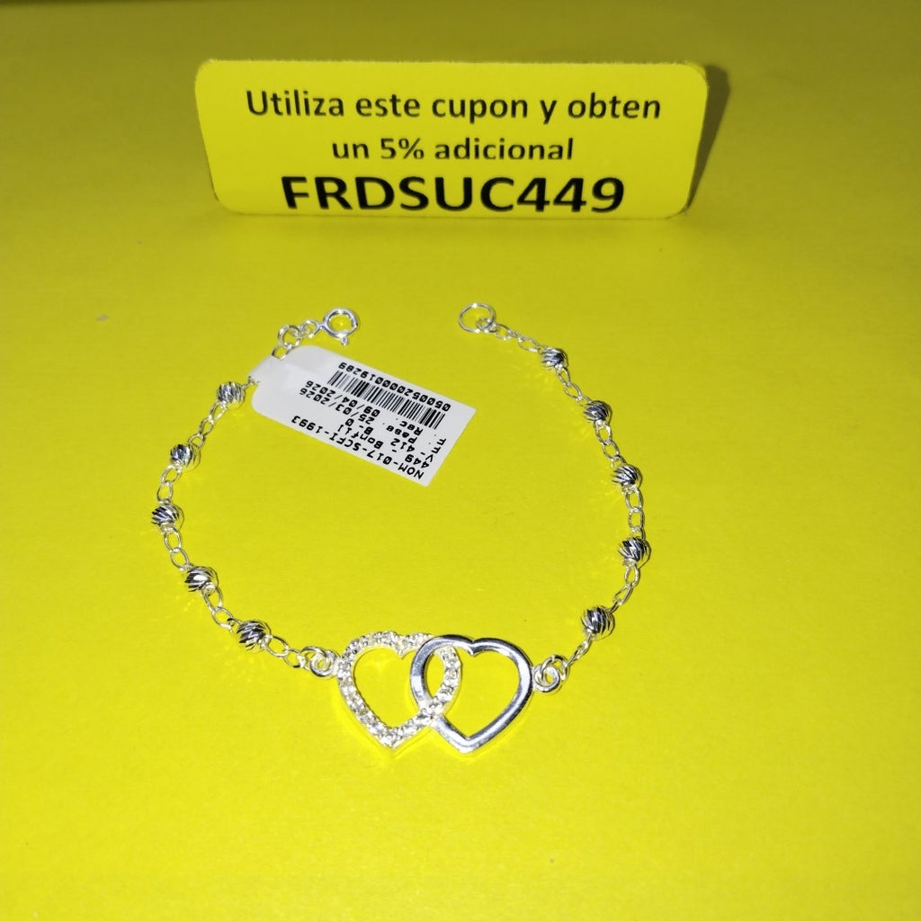 PULSERA TEJIDO TEJIDO ESPECIAL PLATA .925 18 CM 4.1 GR (NUEVO)