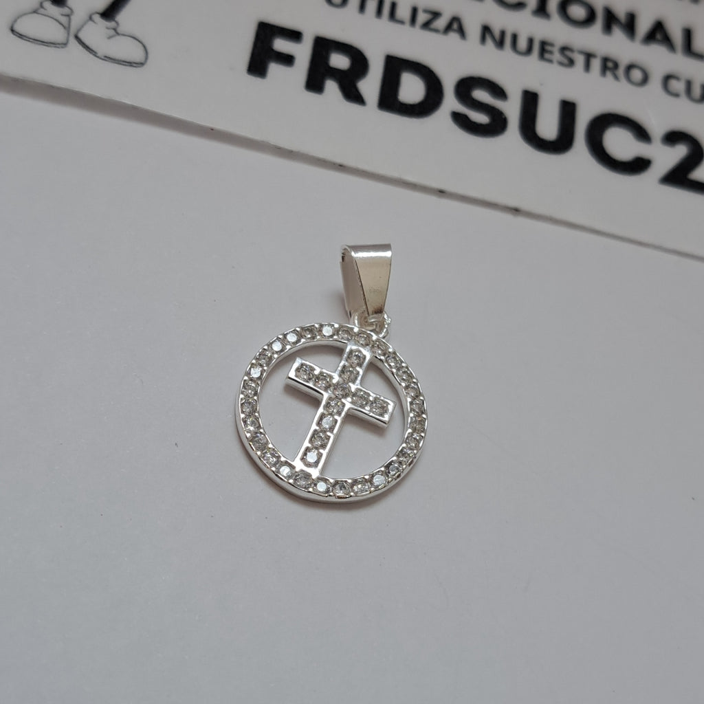 DIJE CRUZ C/CIRCONIAS PLATA .925 2.4 GR (NUEVO)