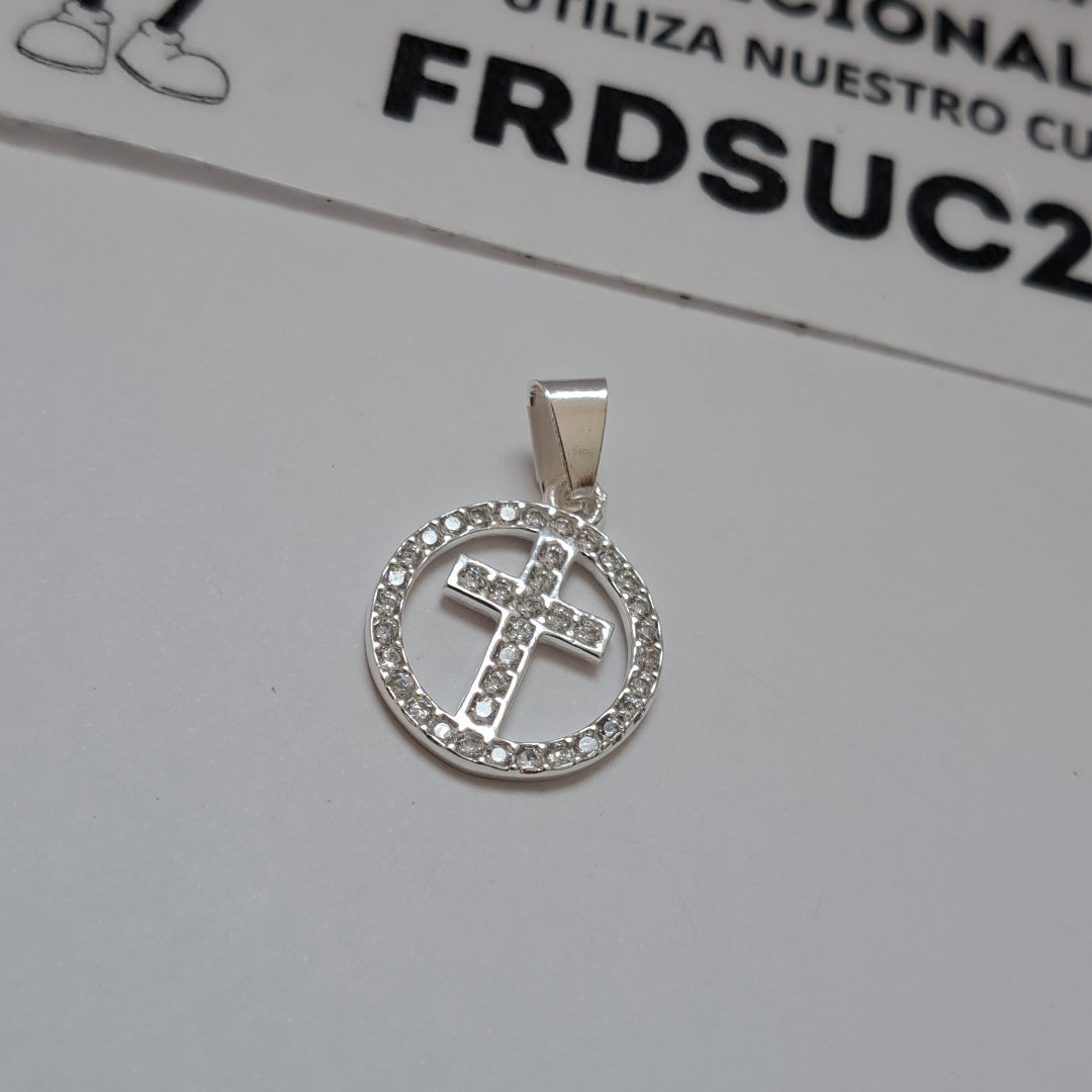 DIJE CRUZ C/CIRCONIAS PLATA .925 2.4 GR (NUEVO)