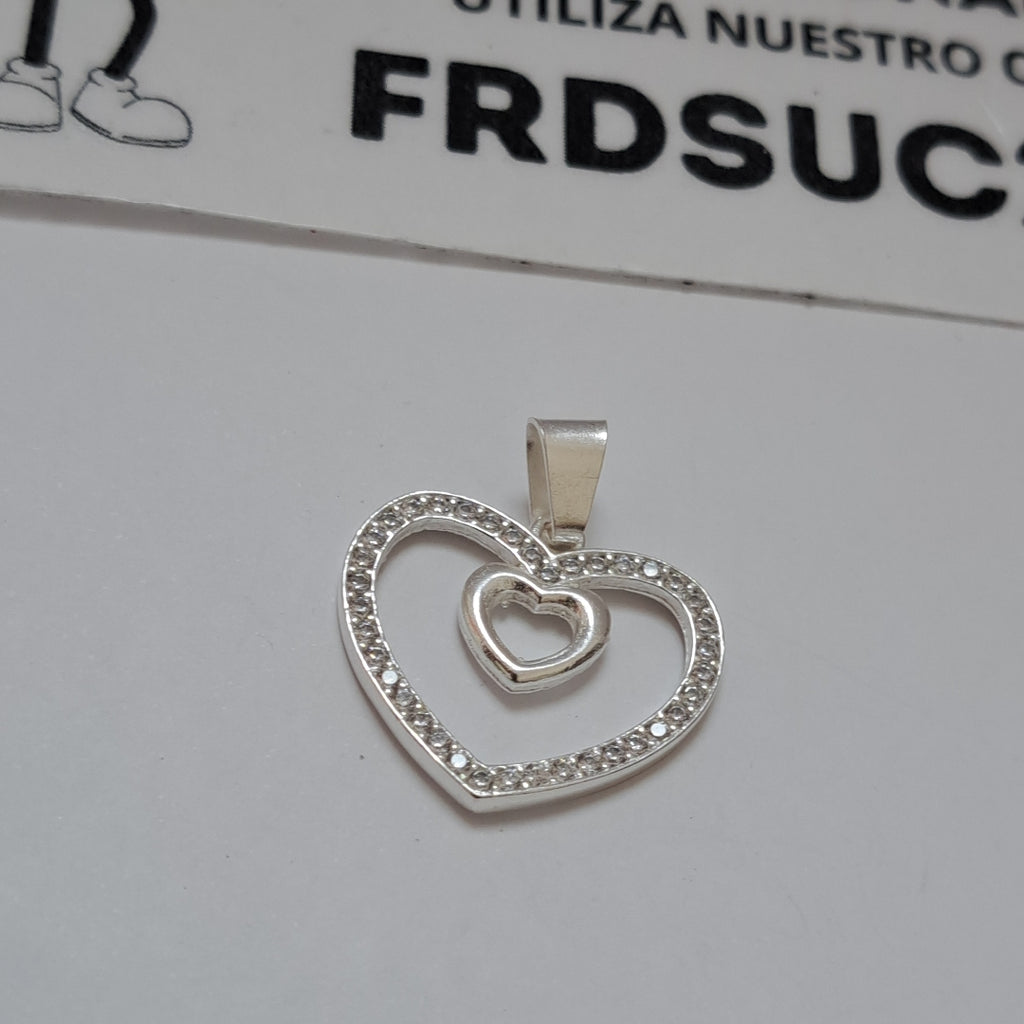 DIJE CORAZON C/CIRCONIAS PLATA .925 2.7 GR (NUEVO)
