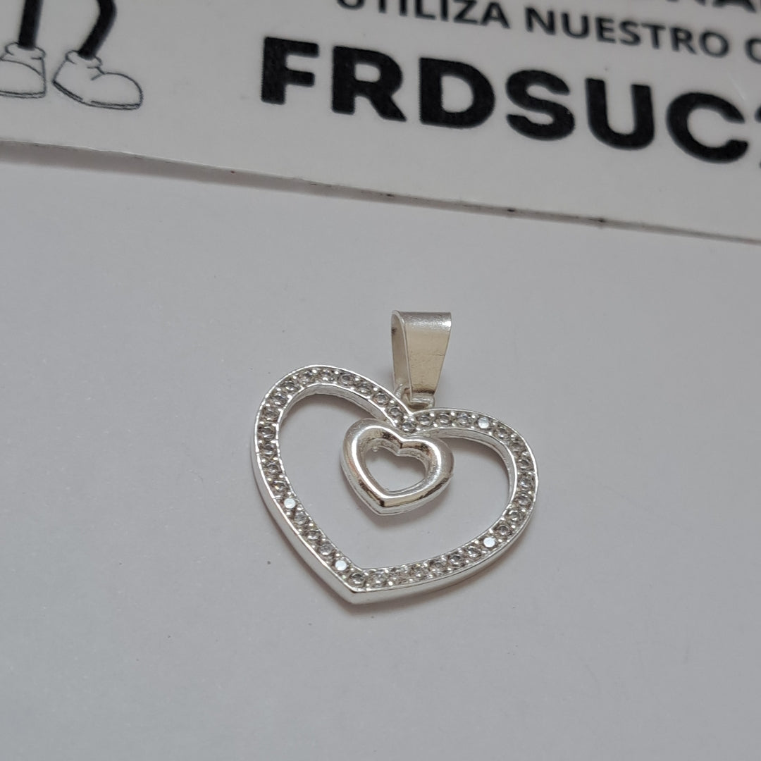 DIJE CORAZON C/CIRCONIAS PLATA .925 2.7 GR (NUEVO)