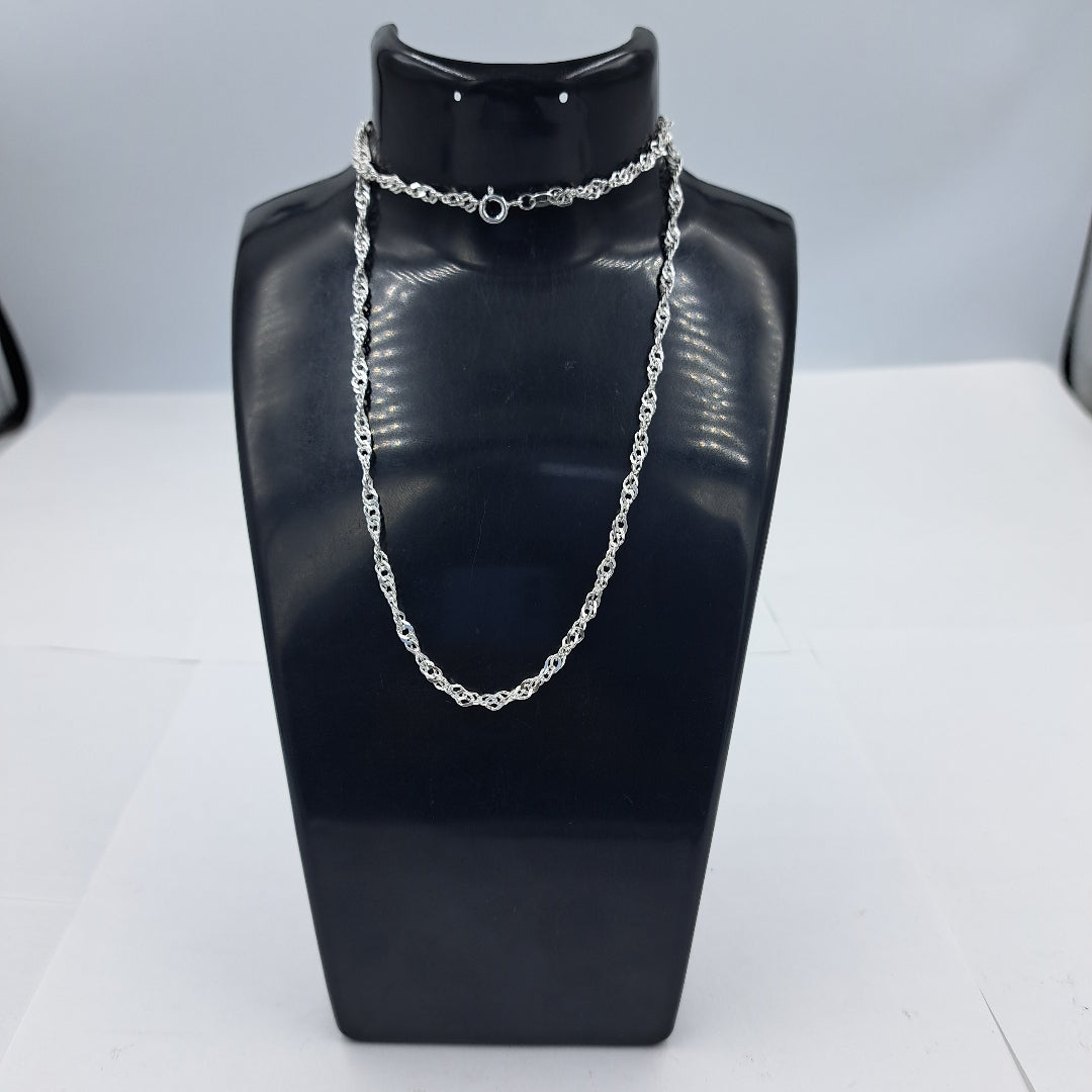 CADENA TEJIDO MEDIO TORZAL PLATA .925 55 CM 6.4 GR (NUEVO)