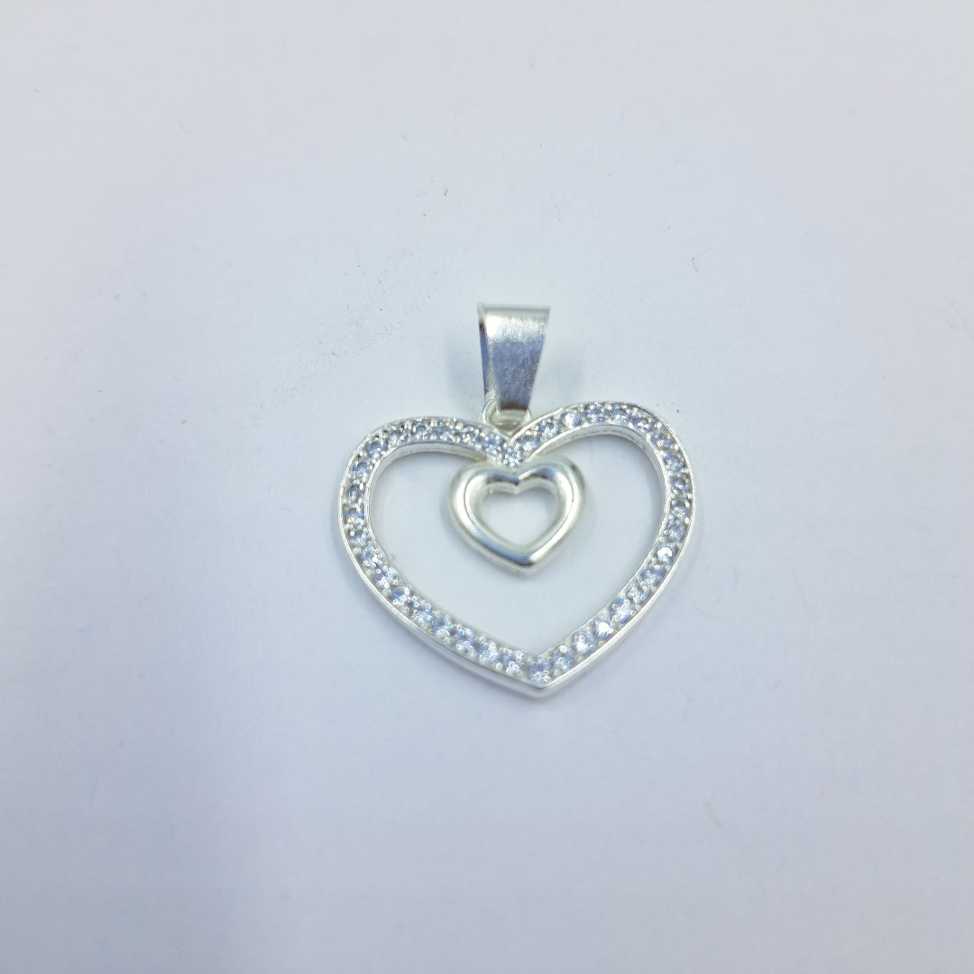 DIJE CORAZON C/CIRCONIAS PLATA .925 2.7 GR (NUEVO)
