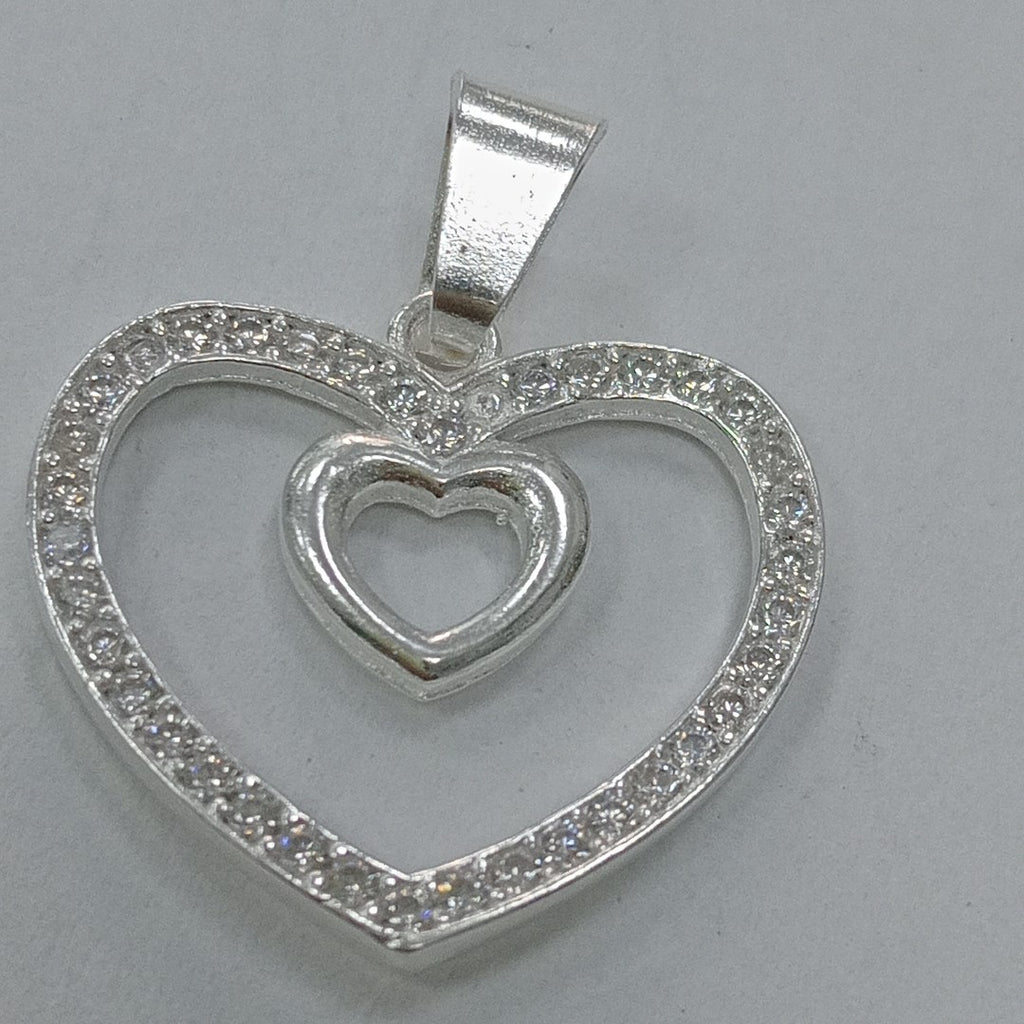 DIJE CORAZON C/CIRCONIAS PLATA .925 2.7 GR (NUEVO)