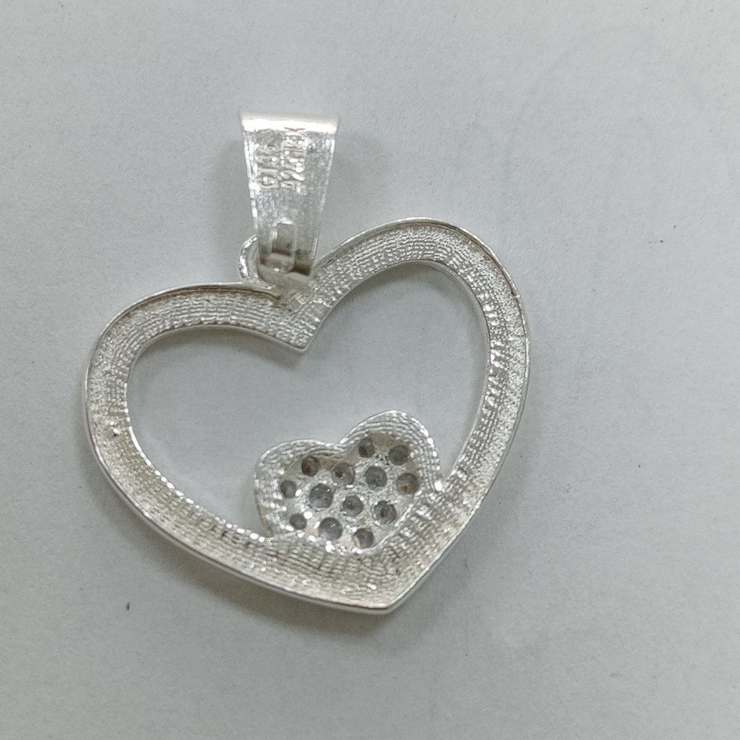 DIJE CORAZON C/CIRCONIAS PLATA .925 2.5 GR (NUEVO)