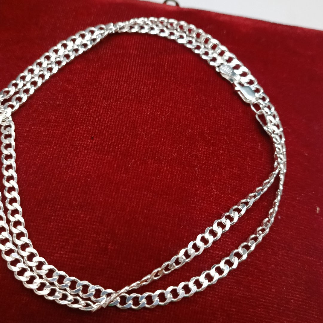 CADENA TEJIDO BARBADO PLATA .925 60 CM 13.6 GR (NUEVO)