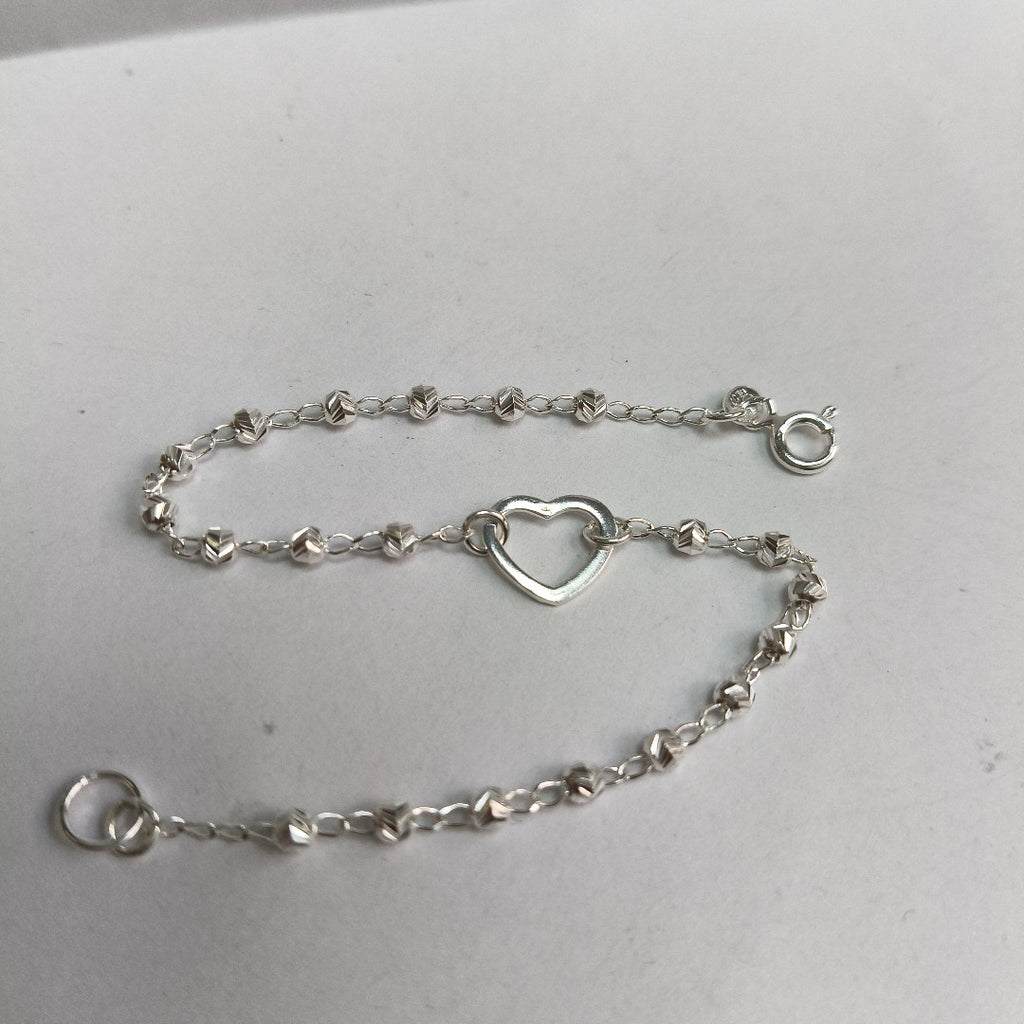 PULSERA TEJIDO CORAZON PLATA .925 18 CM 1.9 GR (NUEVO)
