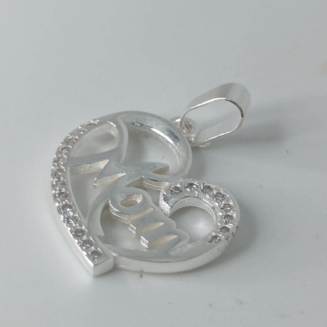 DIJE CORAZON C/CIRCONIAS PLATA .925 3.1 GR (NUEVO)