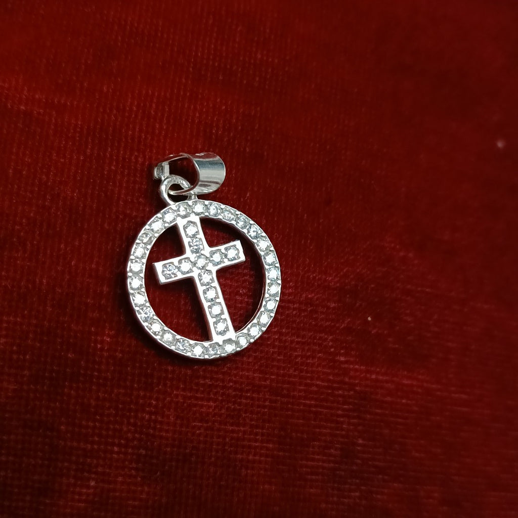 DIJE CRUZ C/CIRCONIAS PLATA .925 2.5 GR (NUEVO)