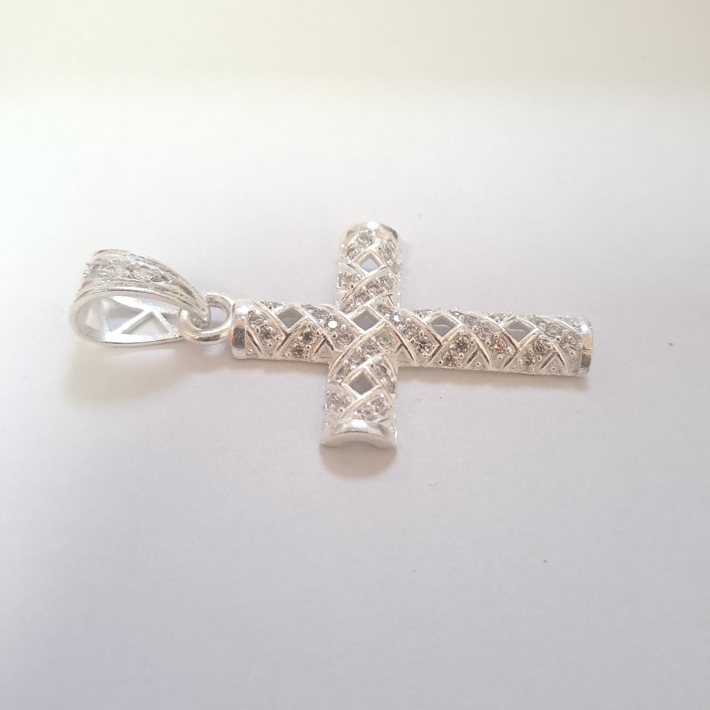 DIJE CRUZ C/CIRCONIAS PLATA .925 8 GR (NUEVO)