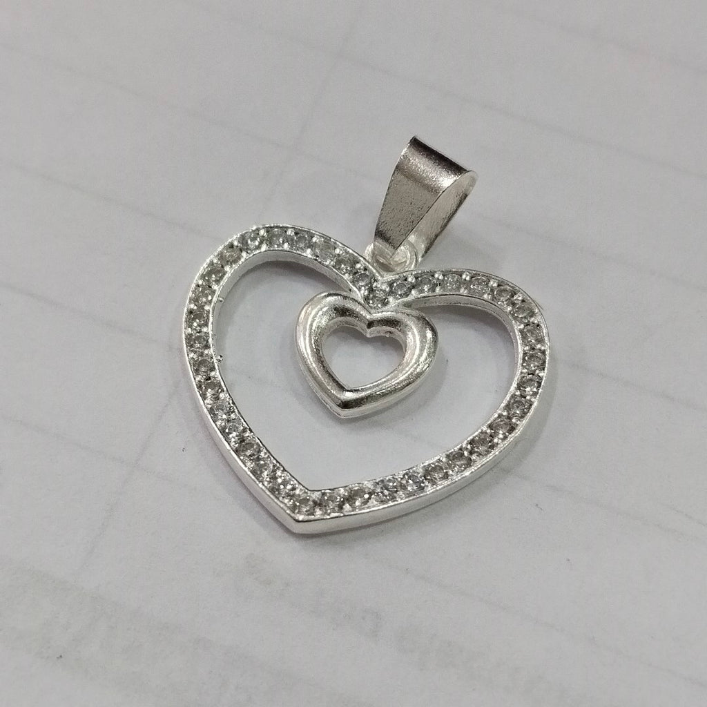 DIJE CORAZON C/CIRCONIAS PLATA .925 2.7 GR (NUEVO)