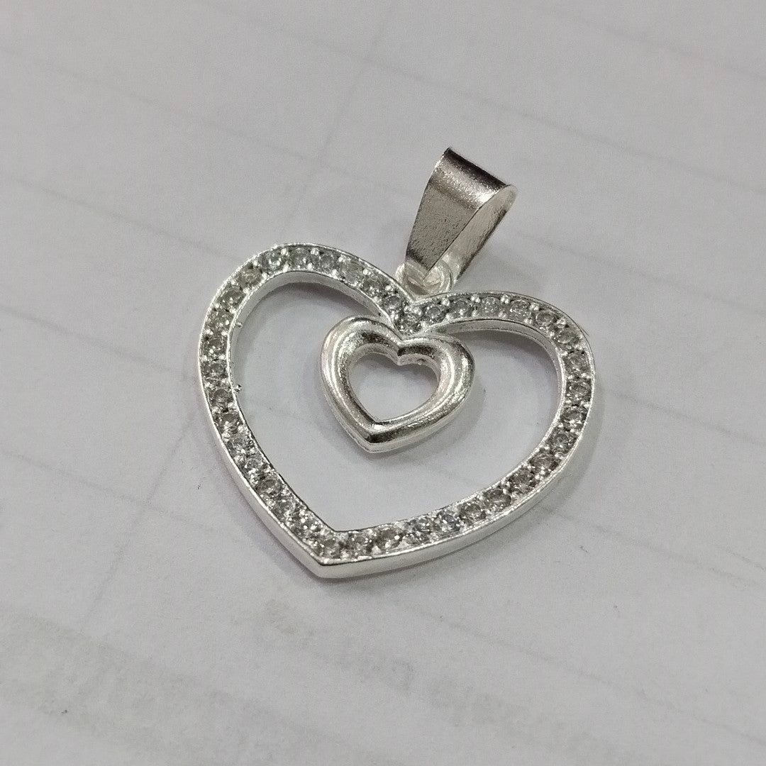 DIJE CORAZON C/CIRCONIAS PLATA .925 2.7 GR (NUEVO)