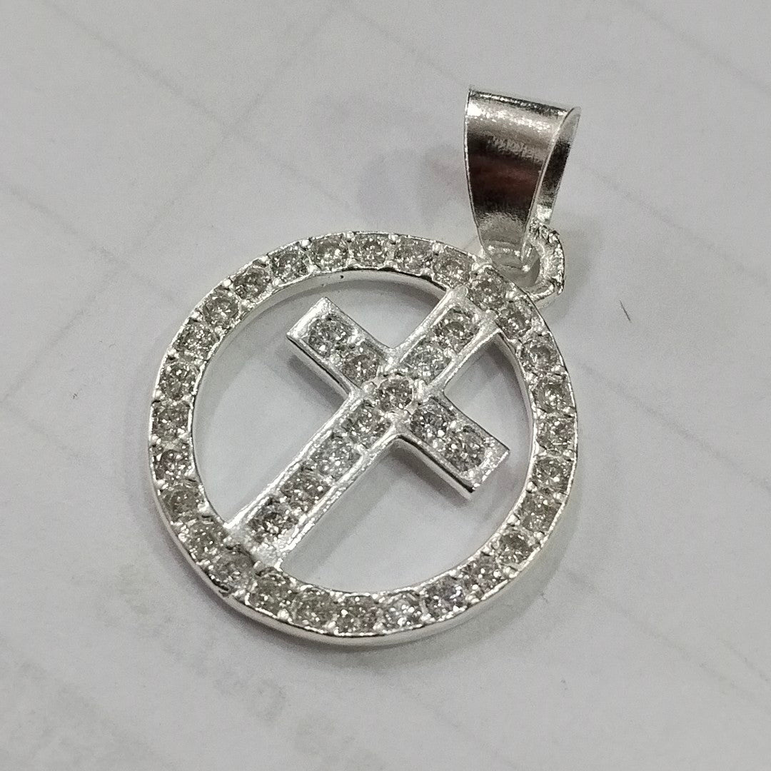 DIJE CRUZ C/CIRCONIAS PLATA .925 2.5 GR (NUEVO)