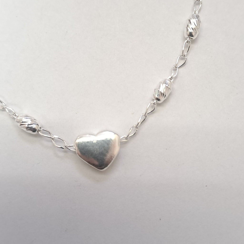 PULSERA TEJIDO CORAZON PLATA .925 18 CM 3.2 GR (NUEVO)