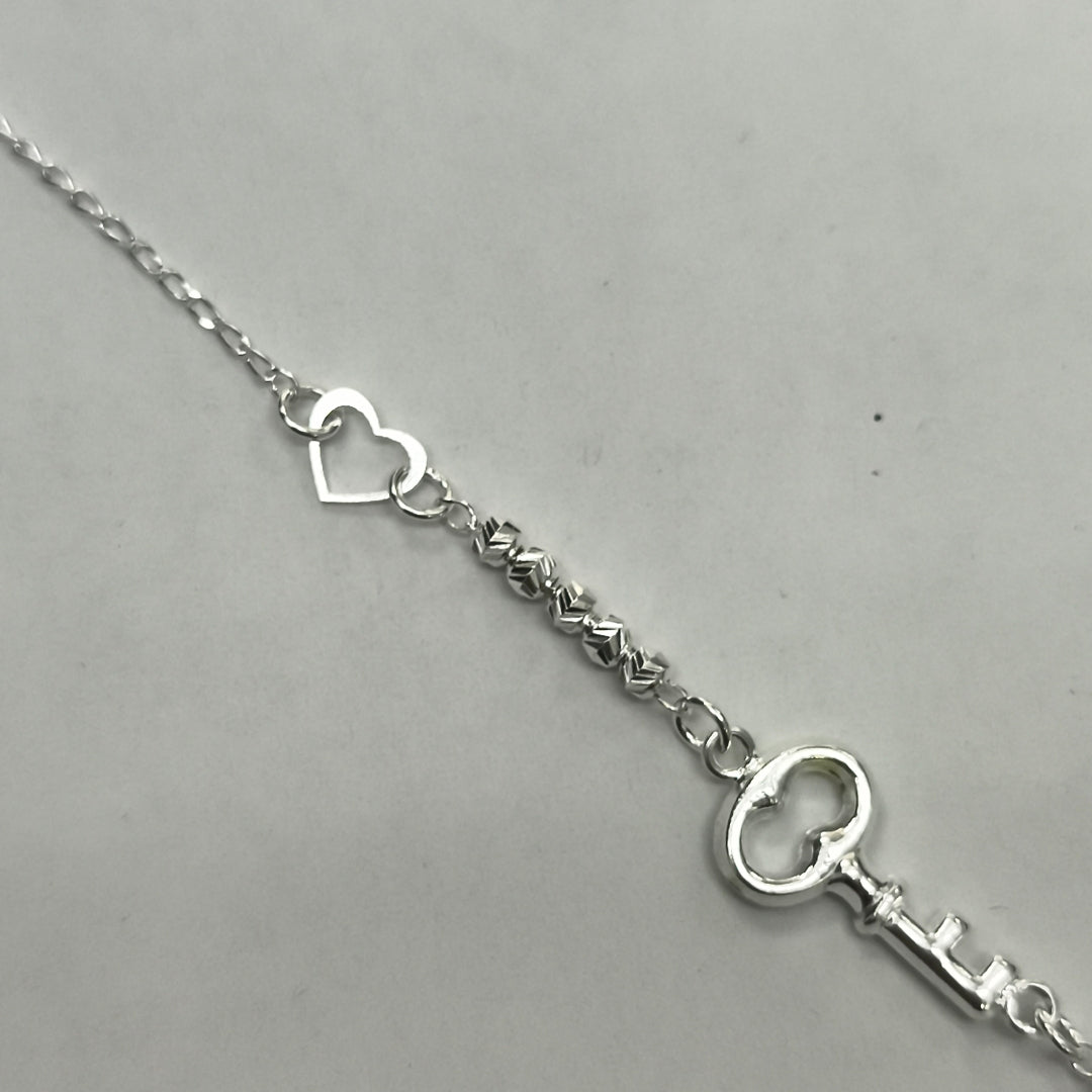 PULSERA TEJIDO LLAVE PLATA .925 18 CM 2.4 GR (NUEVO)