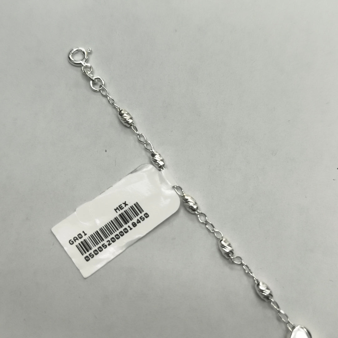 PULSERA TEJIDO CORAZON PLATA .925 18 CM 3.3 GR (NUEVO)